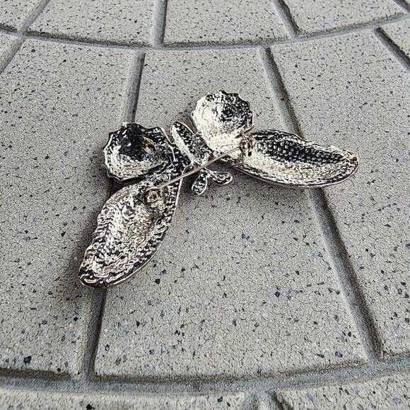 Handcrafted Silver Tone Pretty In Pink Butterfly Brooch Pin - Picture 5 of 8